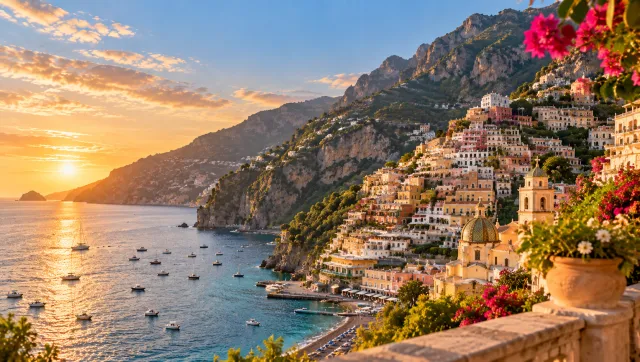 Amalfi Coast village above the sea