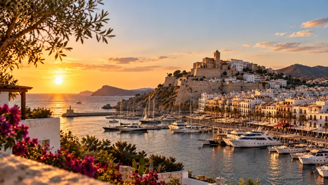 Ibiza harbor at sunset