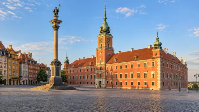 The Royal Castle and Sigismund Column on Castle Square in Warsaw